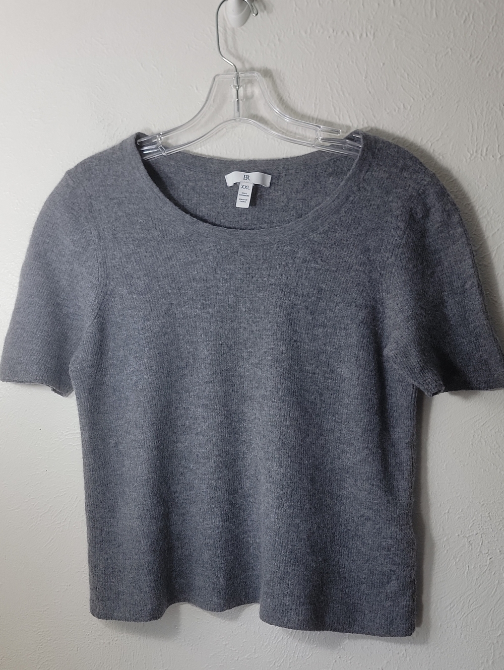 Banana Republic Cropped Gray Short-Sleeve Cashmere Sweater